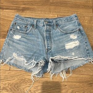 Levi's Distressed 501 Size 28 Blue Jean Shorts